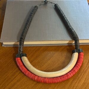 Boho Red and Wood Necklace